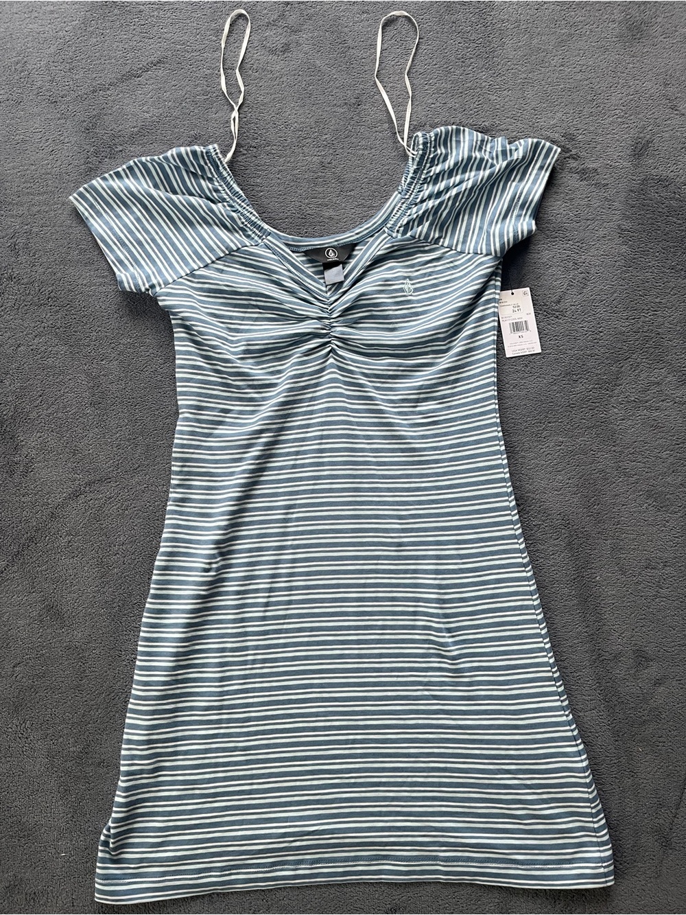 Striped Blue & White Short Sleeve Knit Dress